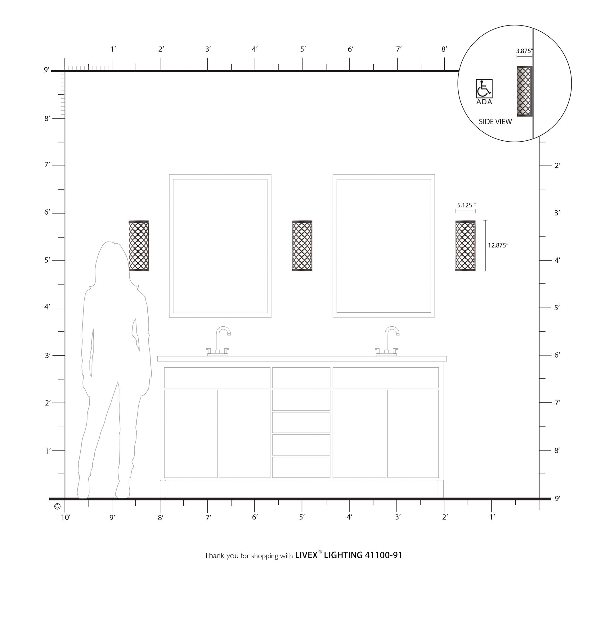 1 Light Brushed Nickel ADA Wall Sconce