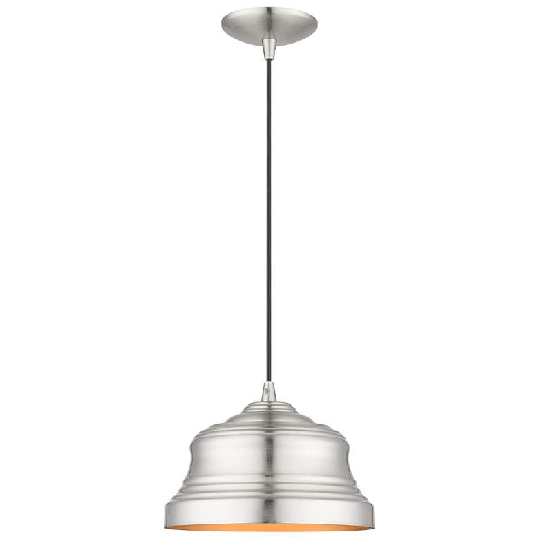 Image 1 1 Light Brushed Nickel Bell Pendant with Gold Finish Inside