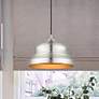 Thumbnail1 of 1 Light Brushed Nickel Bell Pendant with Gold Finish Inside