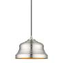 Thumbnail3 of 1 Light Brushed Nickel Bell Pendant with Gold Finish Inside more views