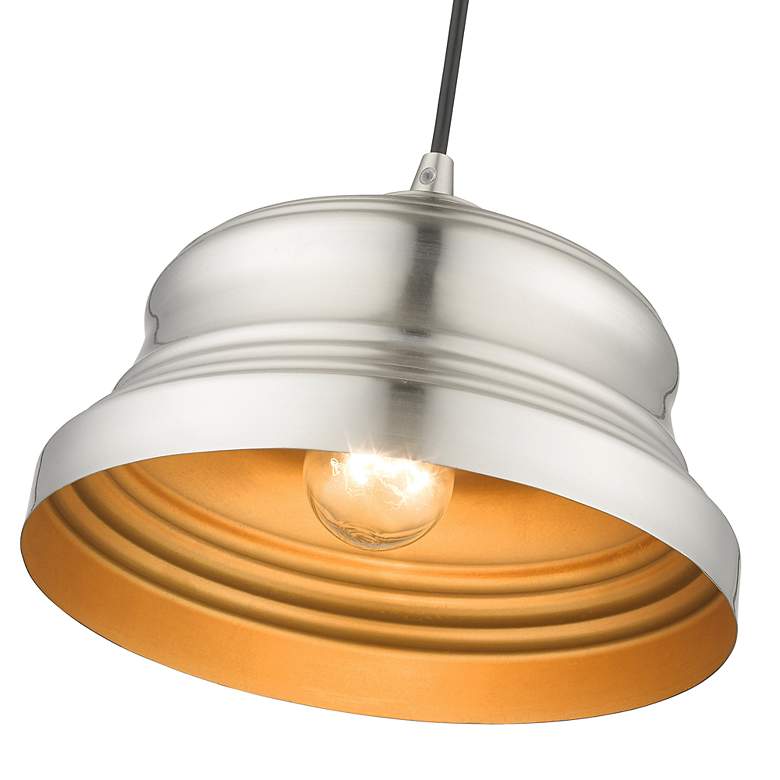 Image 6 1 Light Brushed Nickel Bell Pendant with Gold Finish Inside more views