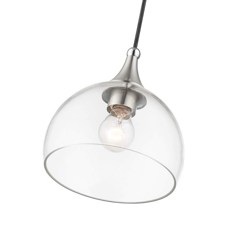 Image 6 1 Light Brushed Nickel Glass Pendant with Polished Chrome Finish Accents more views