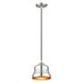 3_1 Light Brushed Nickel Mini Bell Pendant with Gold Finish Inside more views