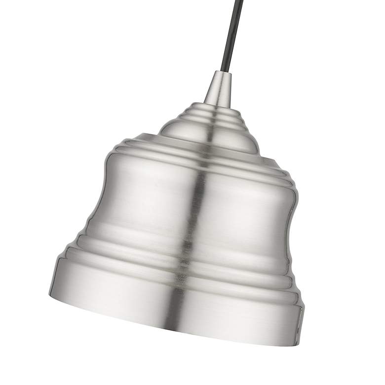 Image 7 1 Light Brushed Nickel Mini Bell Pendant with Gold Finish Inside more views