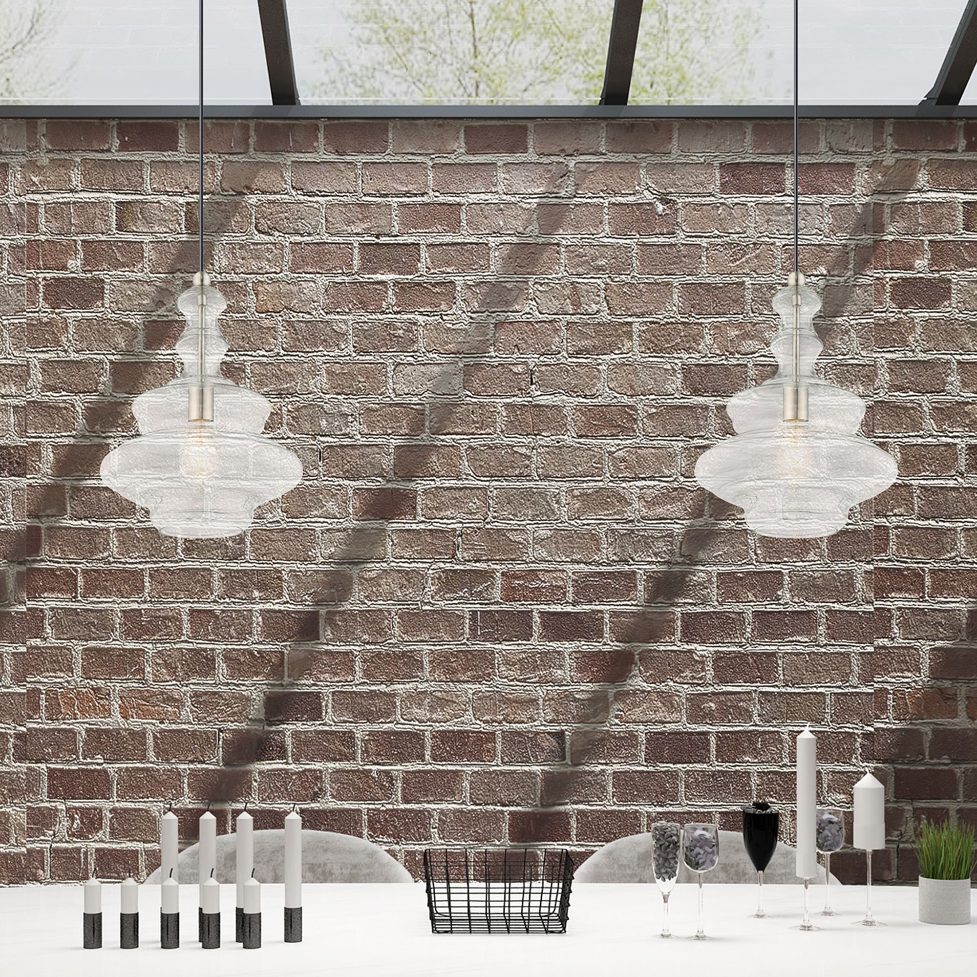 1 Light Brushed Nickel Mini Pendant