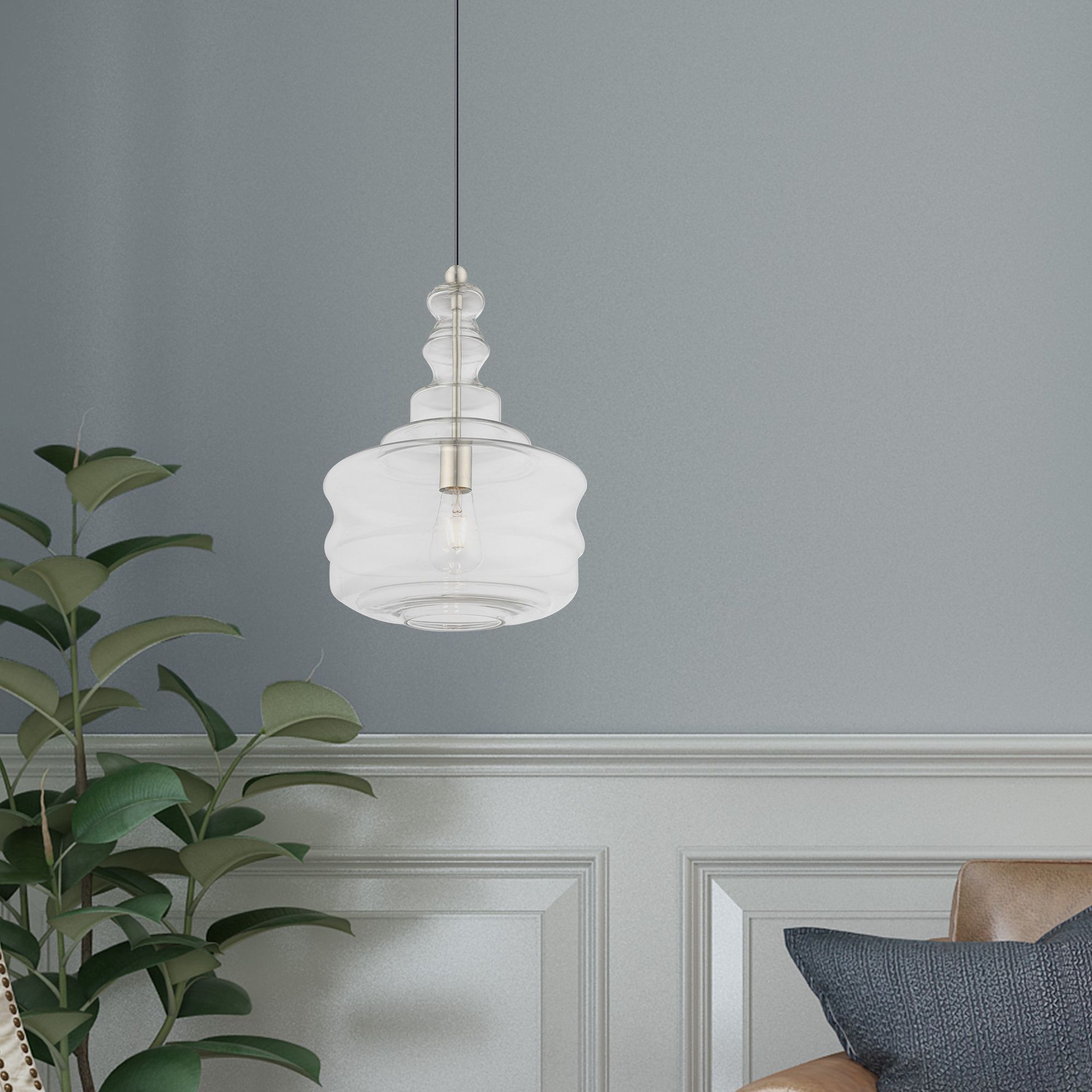 1 Light Brushed Nickel Mini Pendant