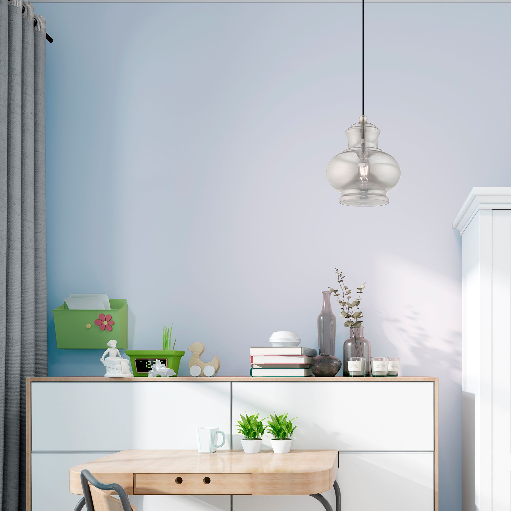 1 Light Brushed Nickel Mini Pendant