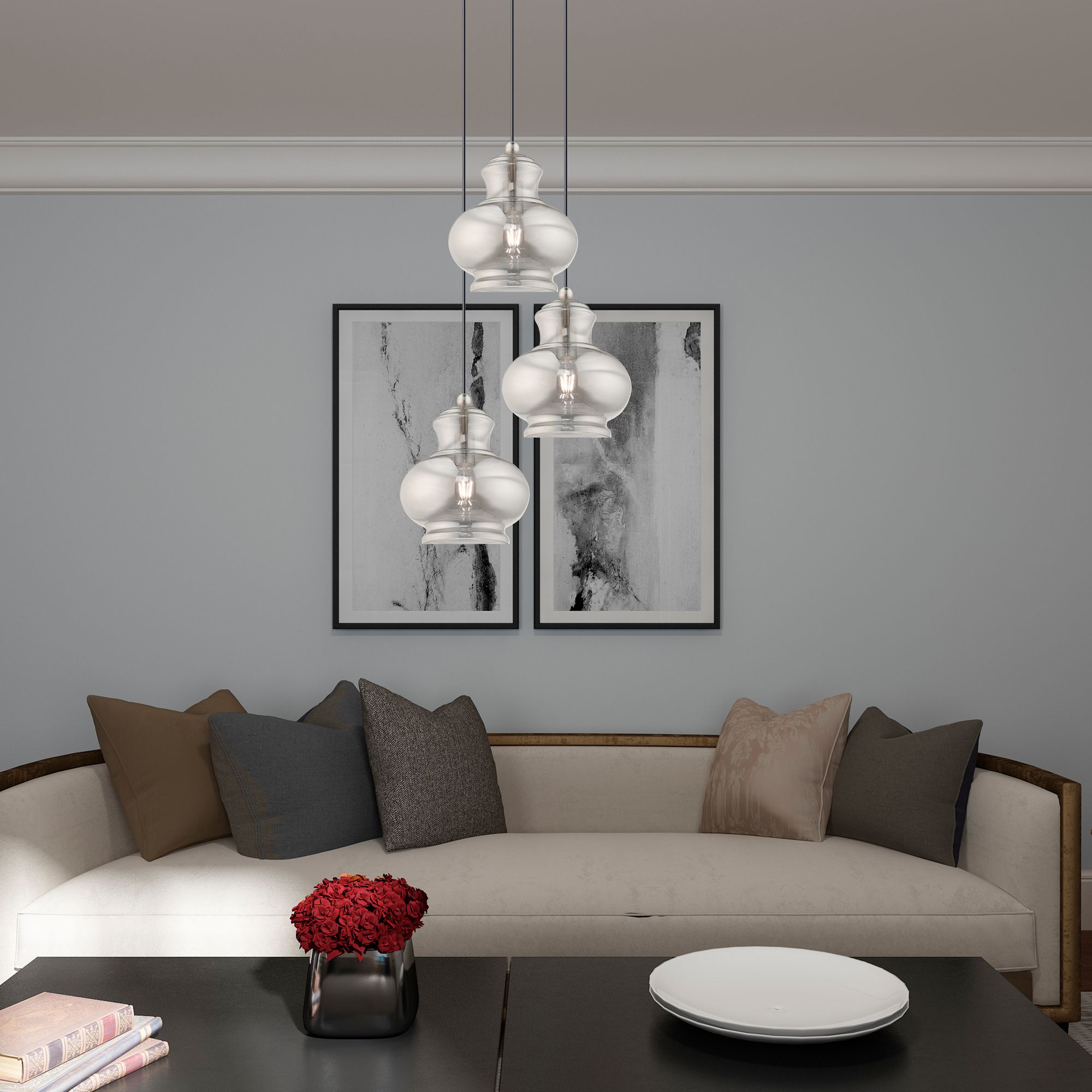 1 Light Brushed Nickel Mini Pendant