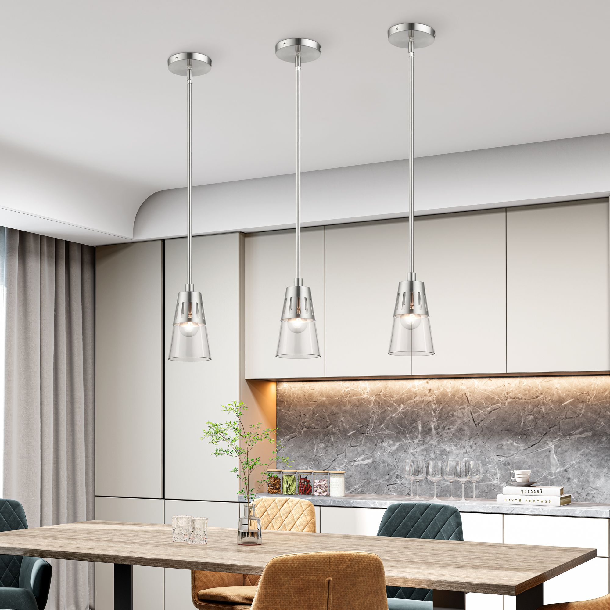 1 Light Brushed Nickel Mini Pendant