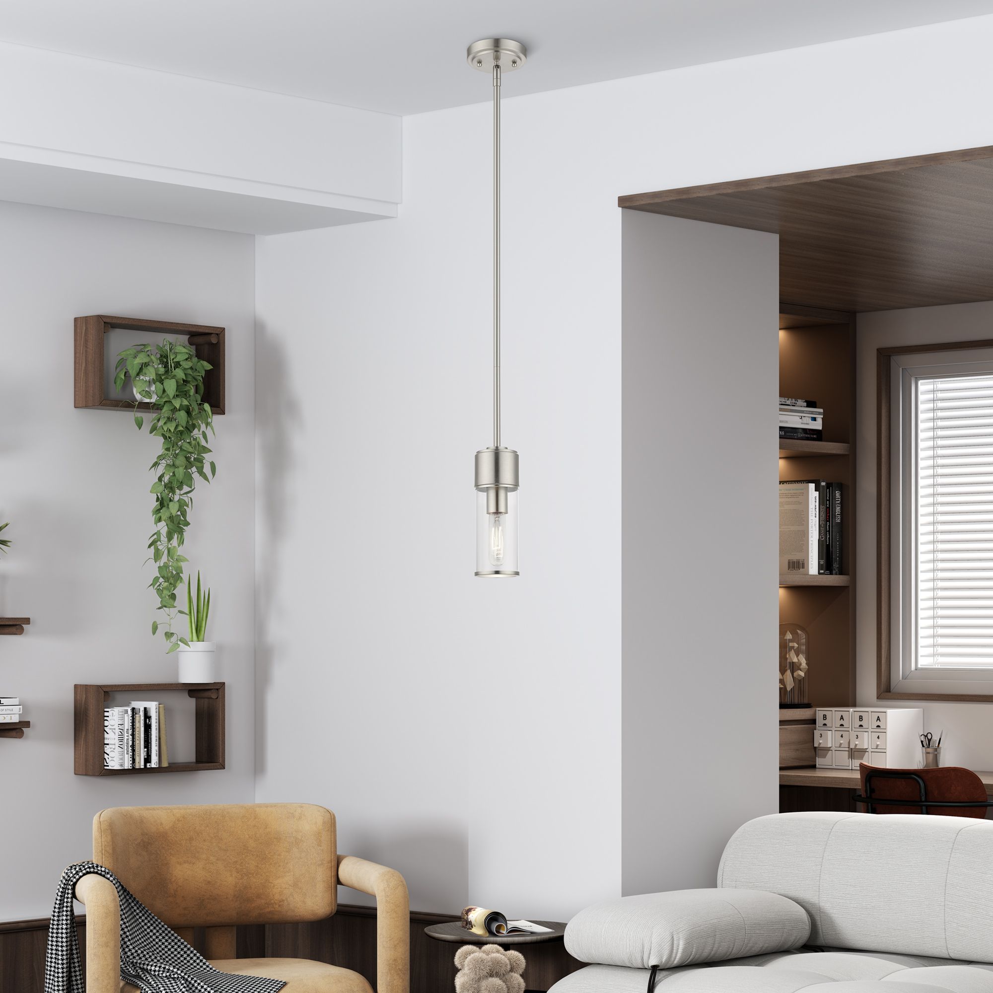 1 Light Brushed Nickel Mini Pendant
