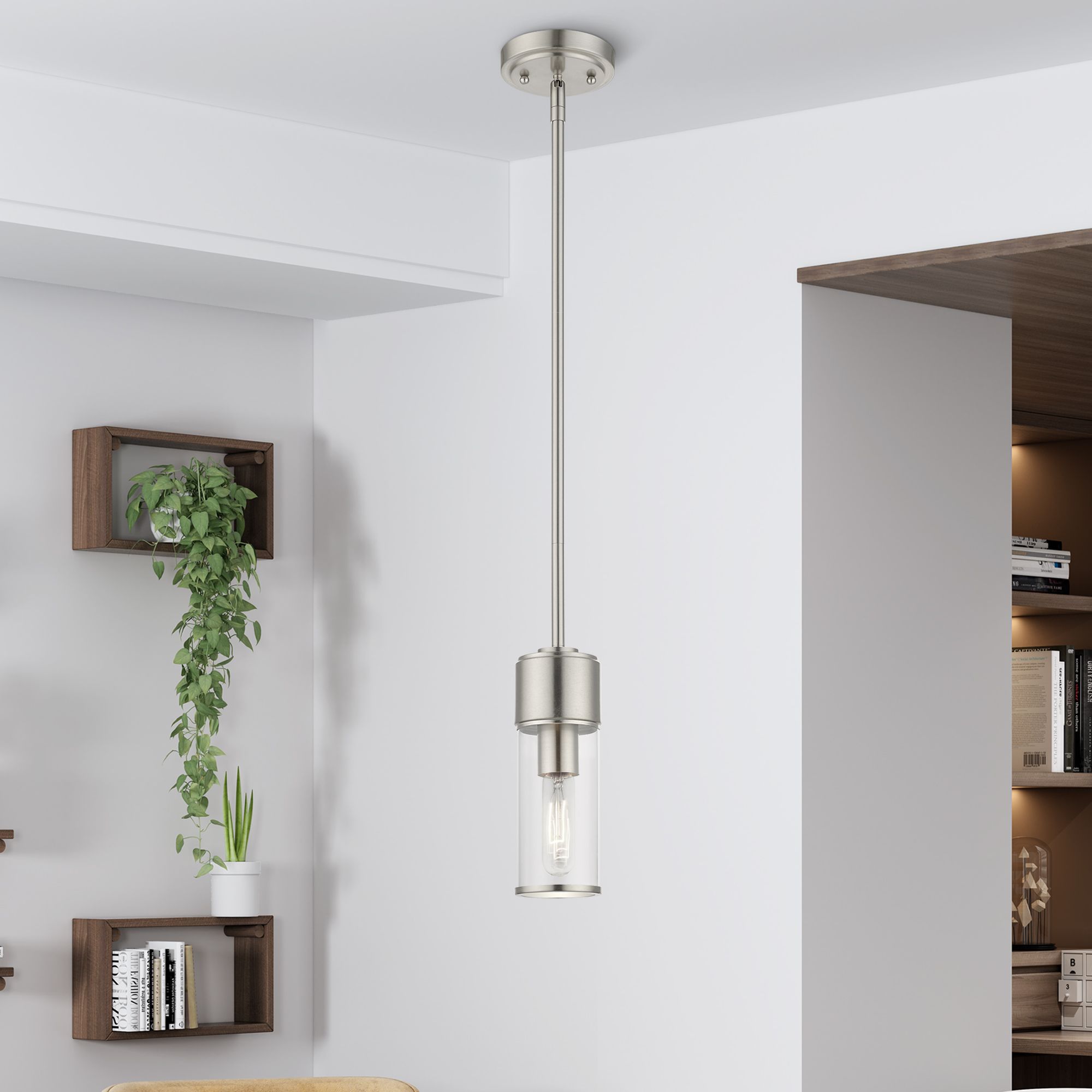 1 Light Brushed Nickel Mini Pendant