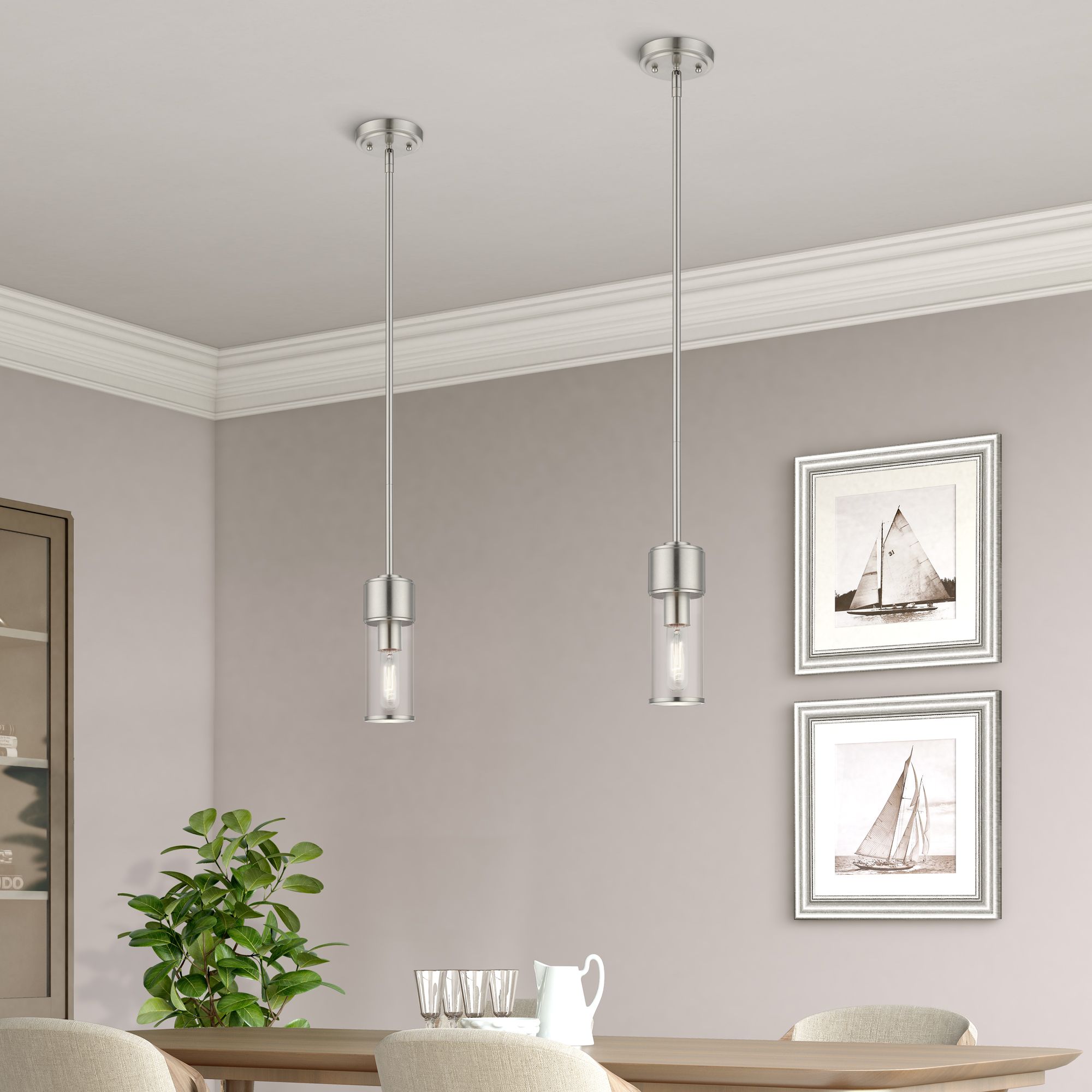 1 Light Brushed Nickel Mini Pendant