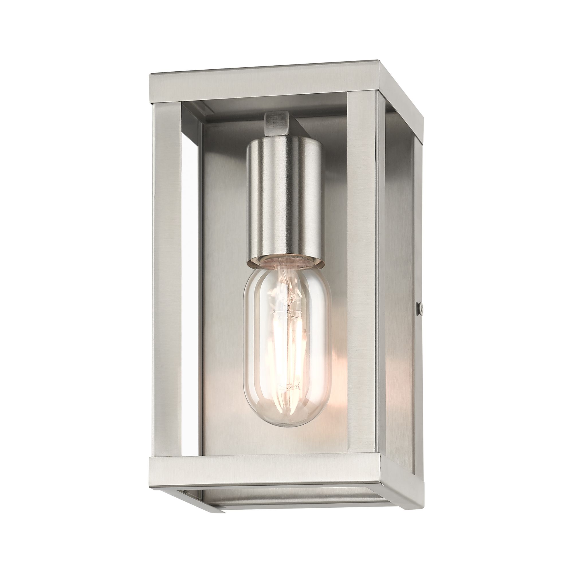 Image 4 1 Light Brushed Nickel Outdoor ADA Small Wall Lantern more views
