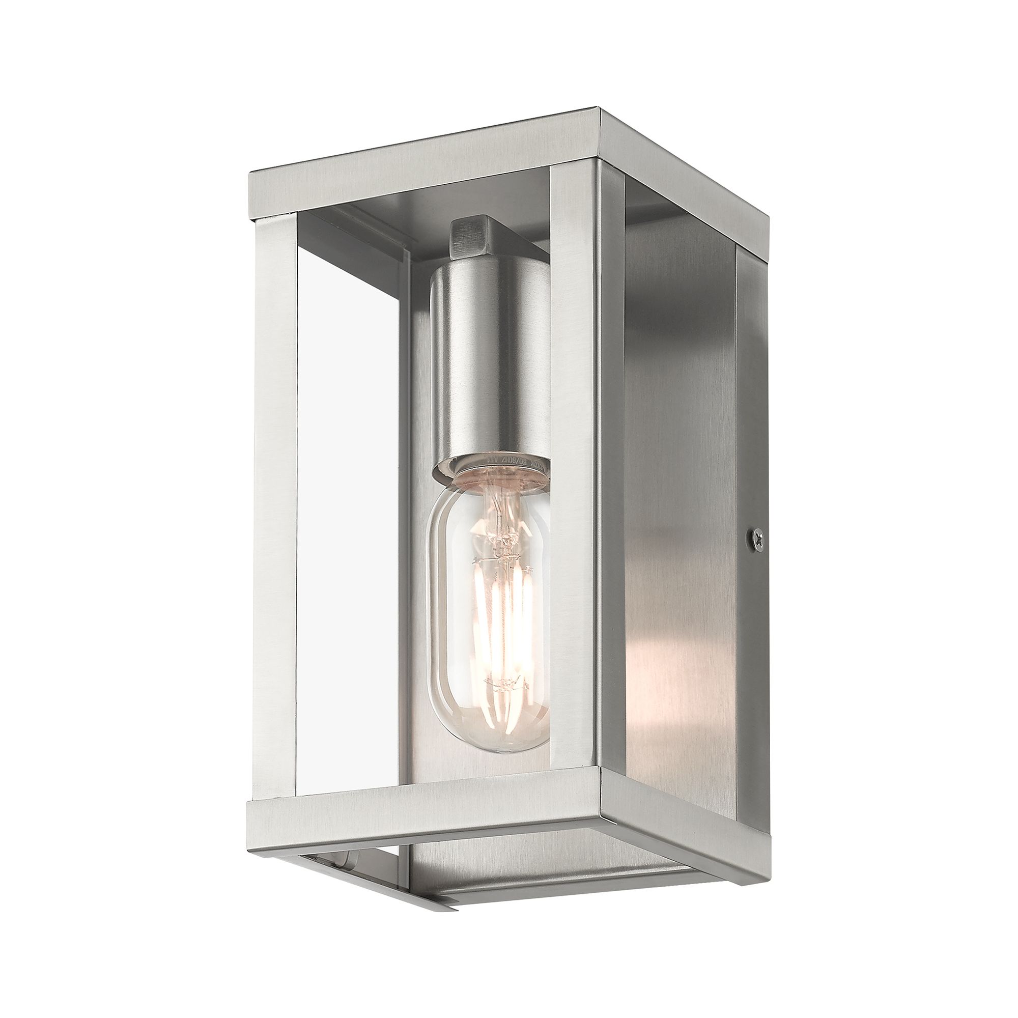 Image 5 1 Light Brushed Nickel Outdoor ADA Small Wall Lantern more views