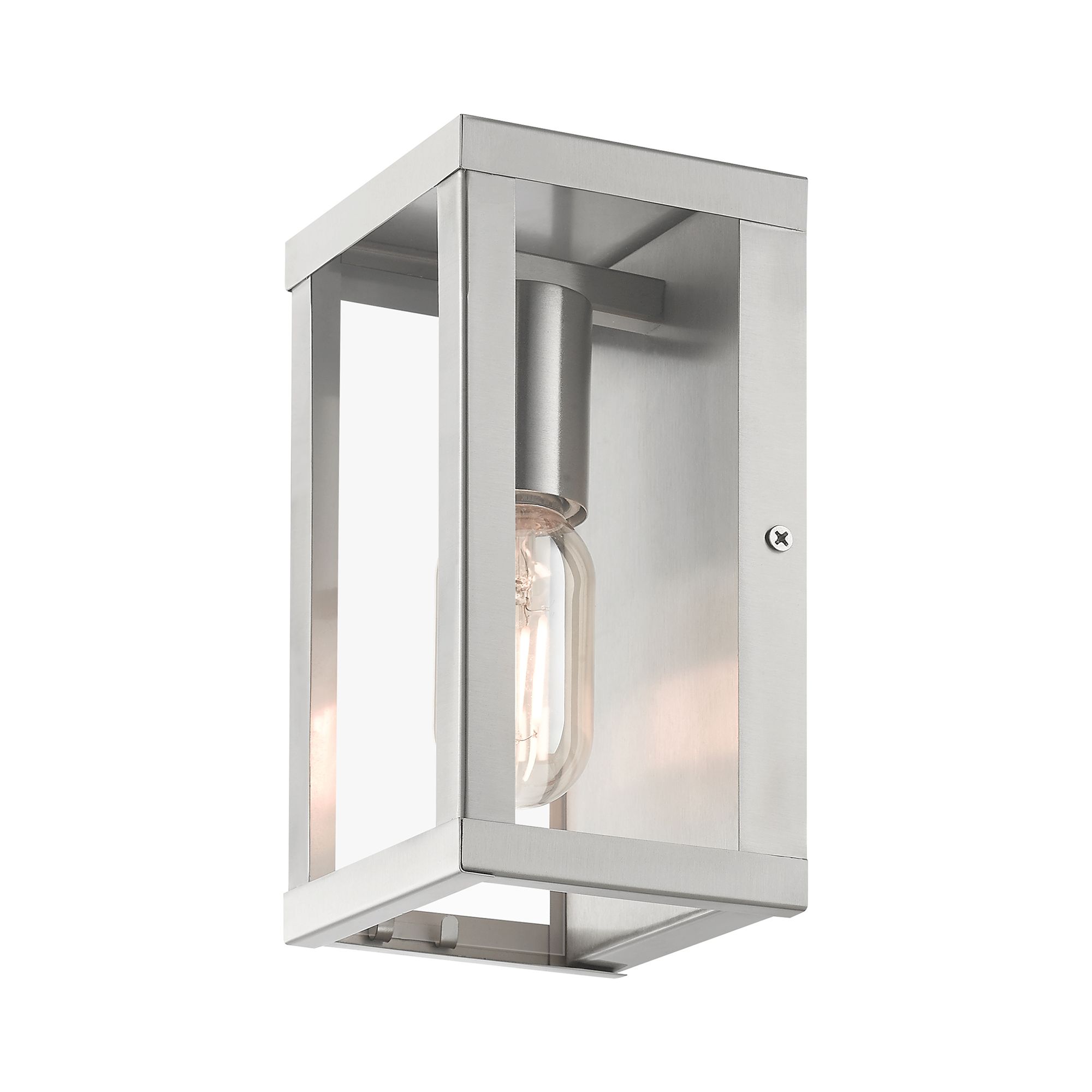 Image 6 1 Light Brushed Nickel Outdoor ADA Small Wall Lantern more views