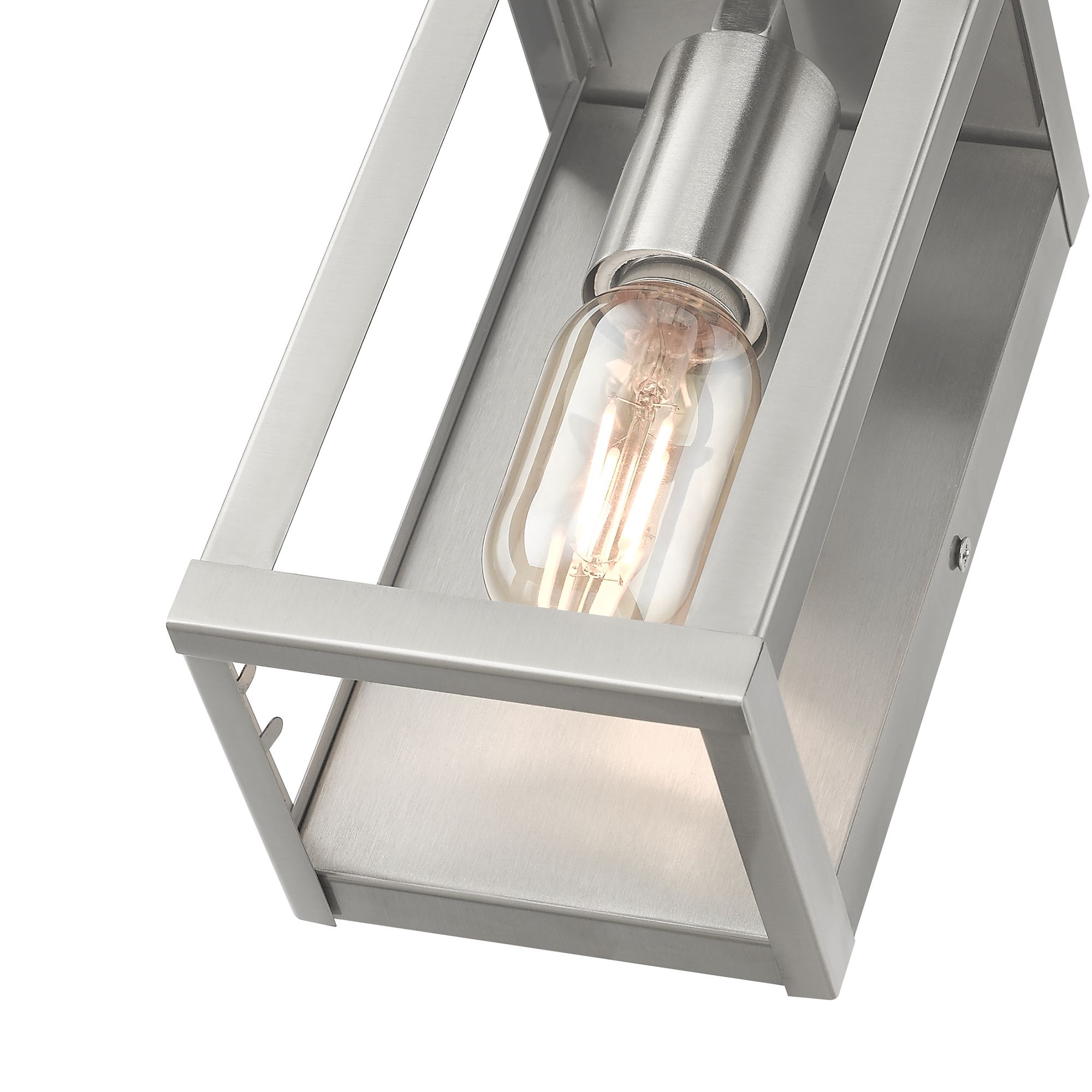 Image 7 1 Light Brushed Nickel Outdoor ADA Small Wall Lantern more views