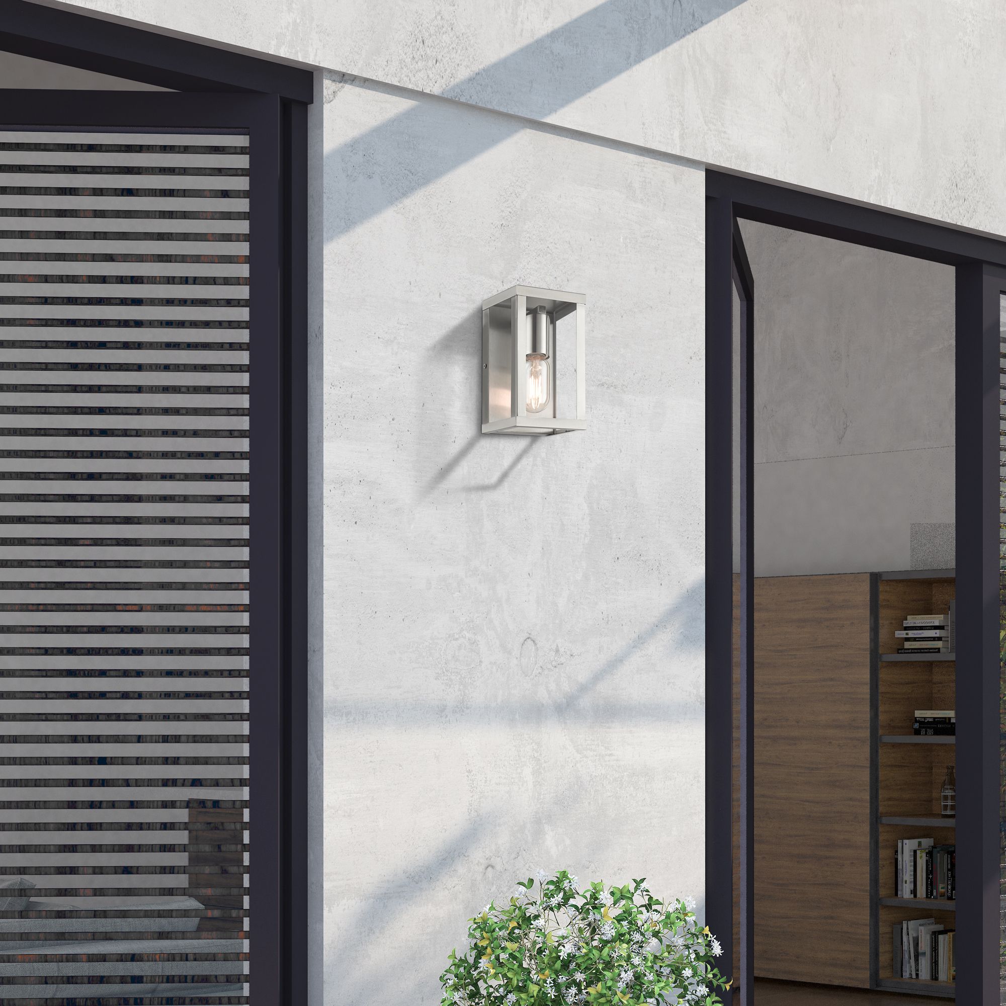 1 Light Brushed Nickel Outdoor ADA Small Wall Lantern