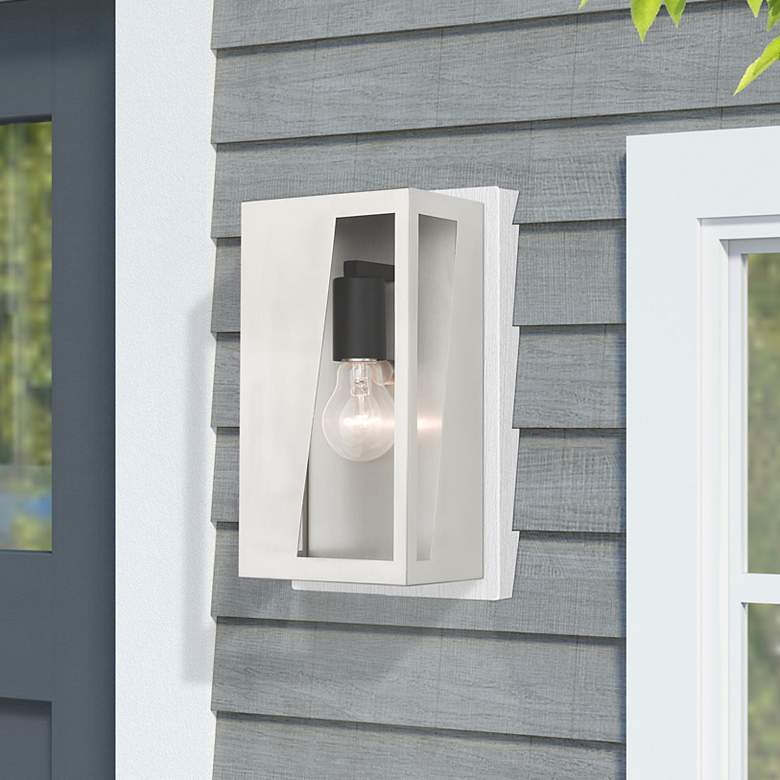 Image 1 1 Light Brushed Nickel Outdoor Medium ADA Wall Lantern