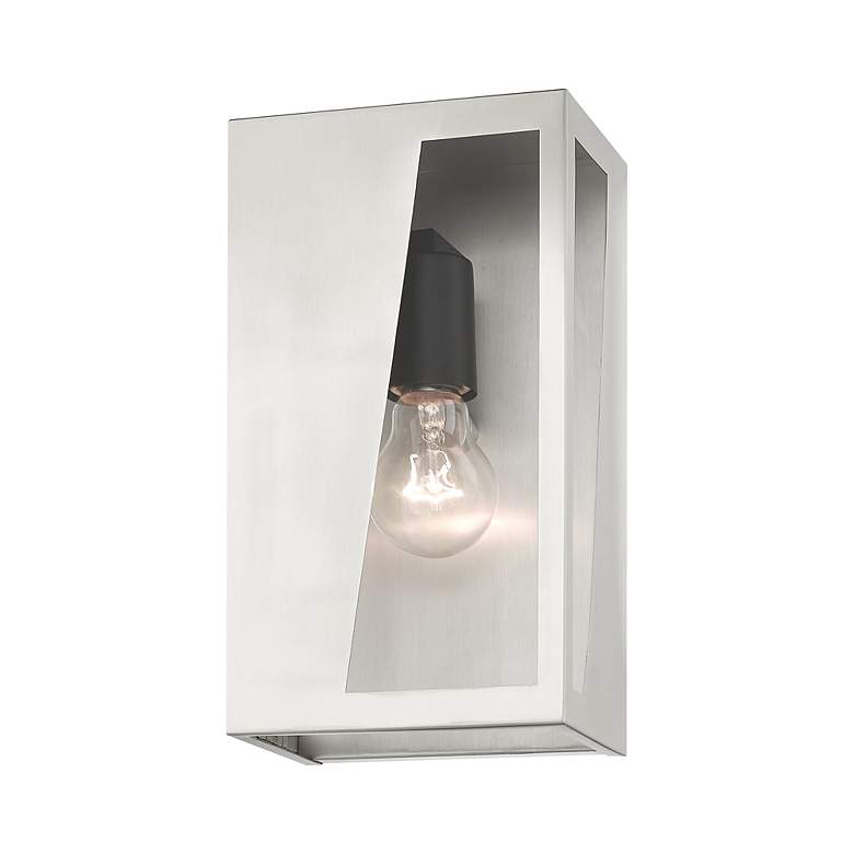 Image 5 1 Light Brushed Nickel Outdoor Medium ADA Wall Lantern more views