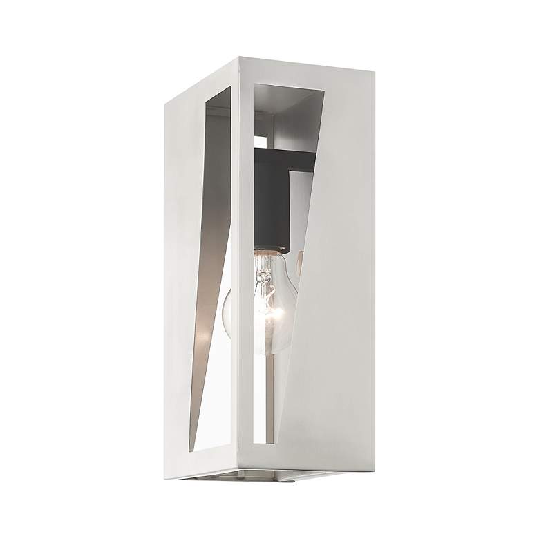 Image 6 1 Light Brushed Nickel Outdoor Medium ADA Wall Lantern more views