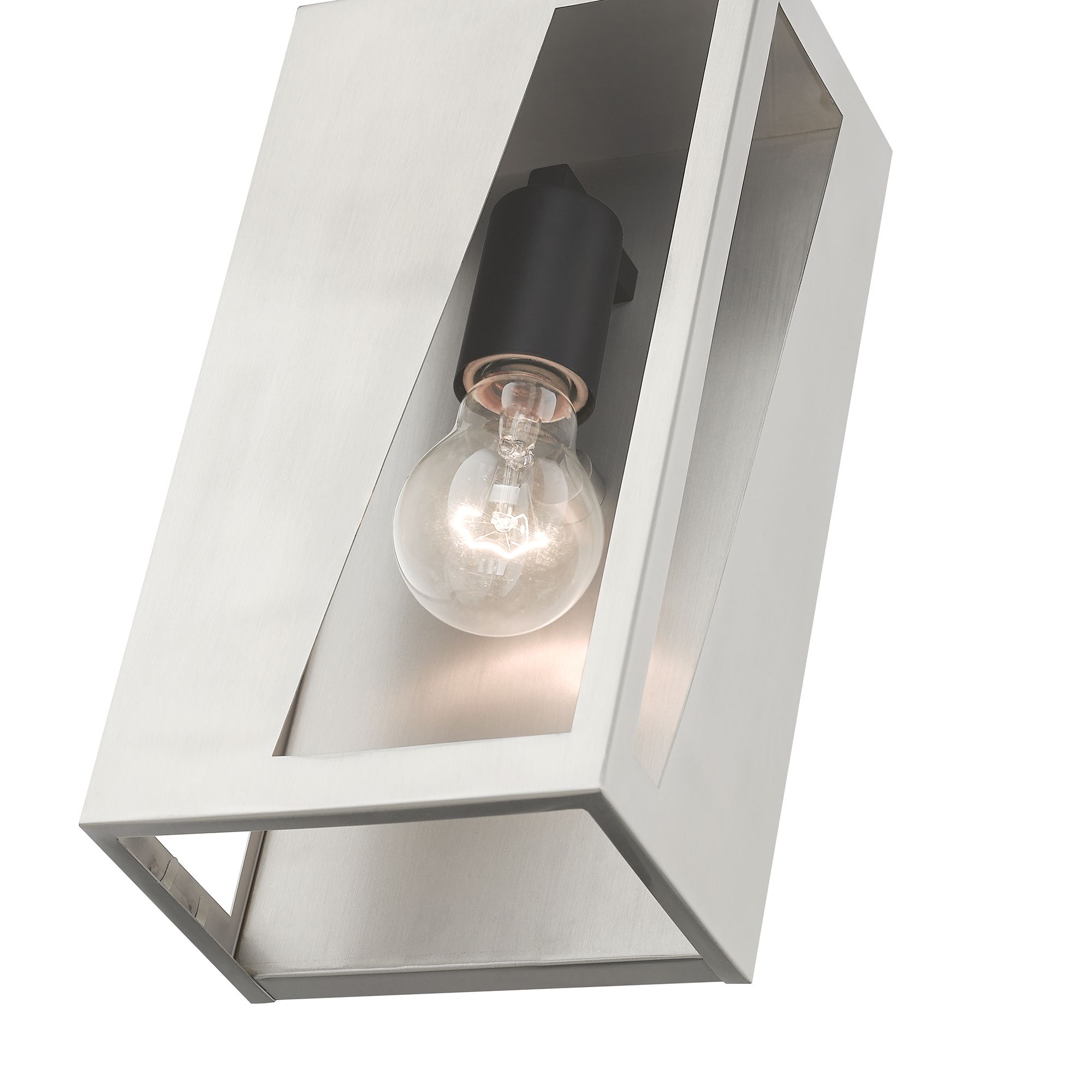 1 Light Brushed Nickel Outdoor Medium ADA Wall Lantern