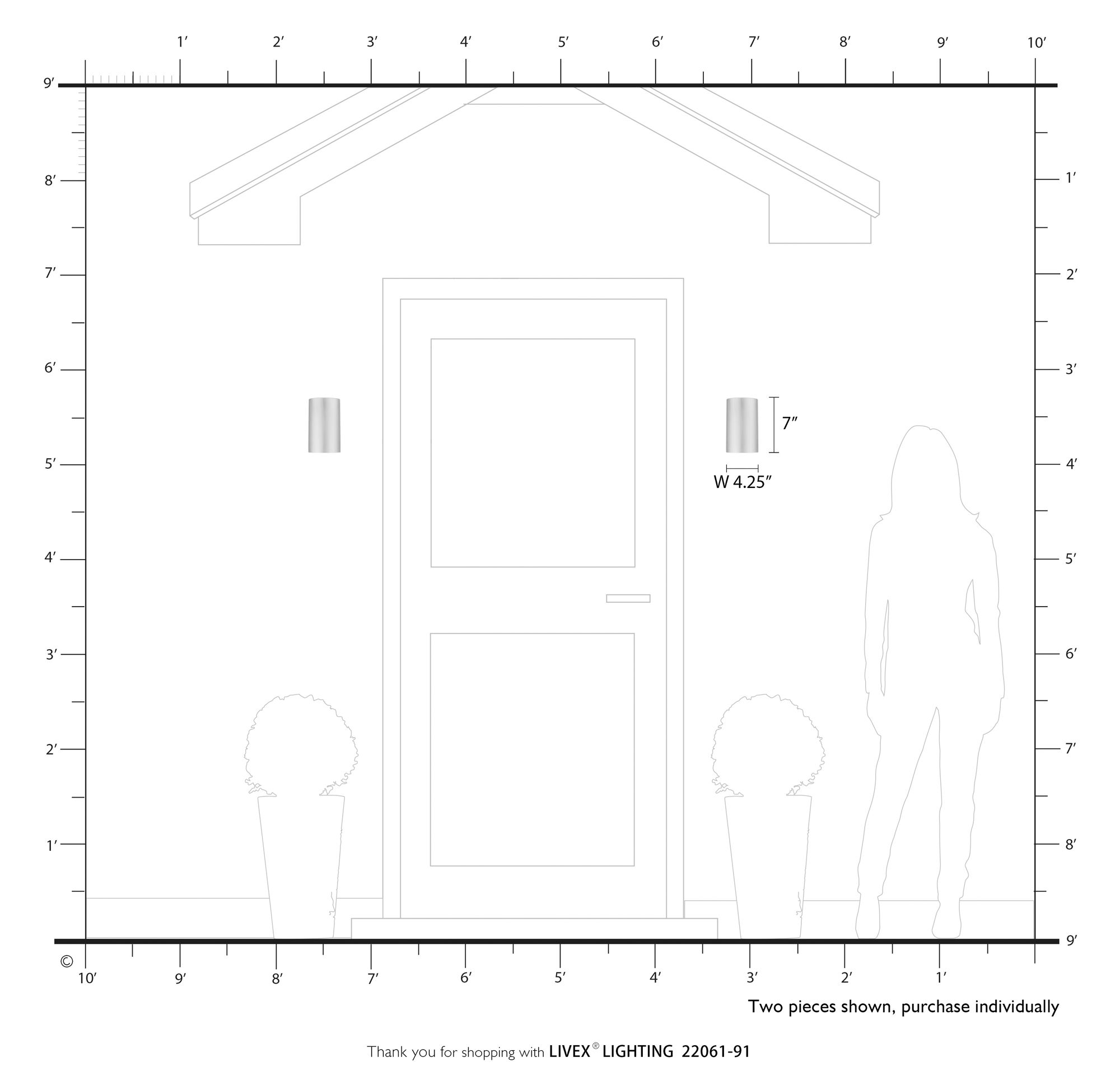 1 Light Brushed Nickel Outdoor or Indoor ADA Small Sconce