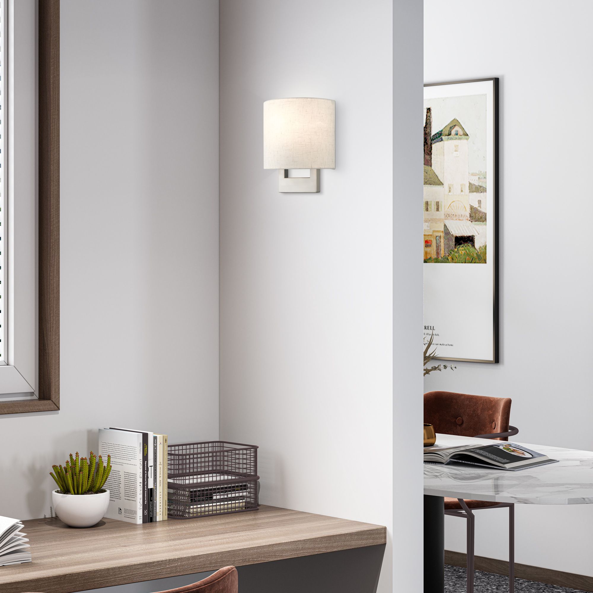 1 Light Brushed Nickel Petite ADA Sconce