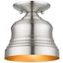 2_1 Light Brushed Nickel Petite Bell Semi-Flush with Gold Finish Inside