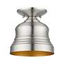 3_1 Light Brushed Nickel Petite Bell Semi-Flush with Gold Finish Inside more views