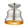4_1 Light Brushed Nickel Petite Bell Semi-Flush with Gold Finish Inside more views