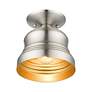 5_1 Light Brushed Nickel Petite Bell Semi-Flush with Gold Finish Inside more views