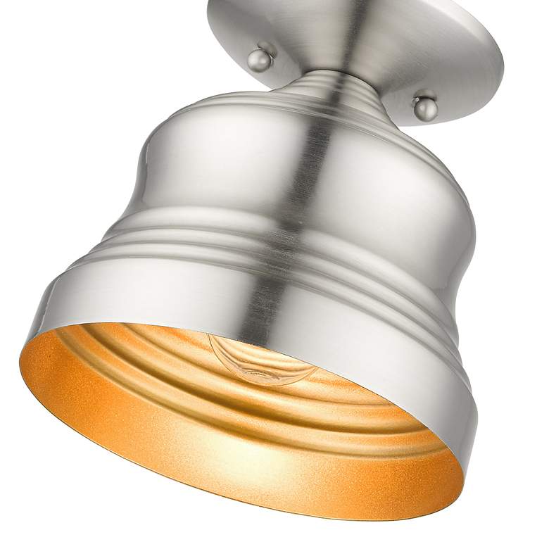 Image 6 1 Light Brushed Nickel Petite Bell Semi-Flush with Gold Finish Inside more views
