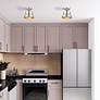 7_1 Light Brushed Nickel Petite Bell Semi-Flush with Gold Finish Inside more views
