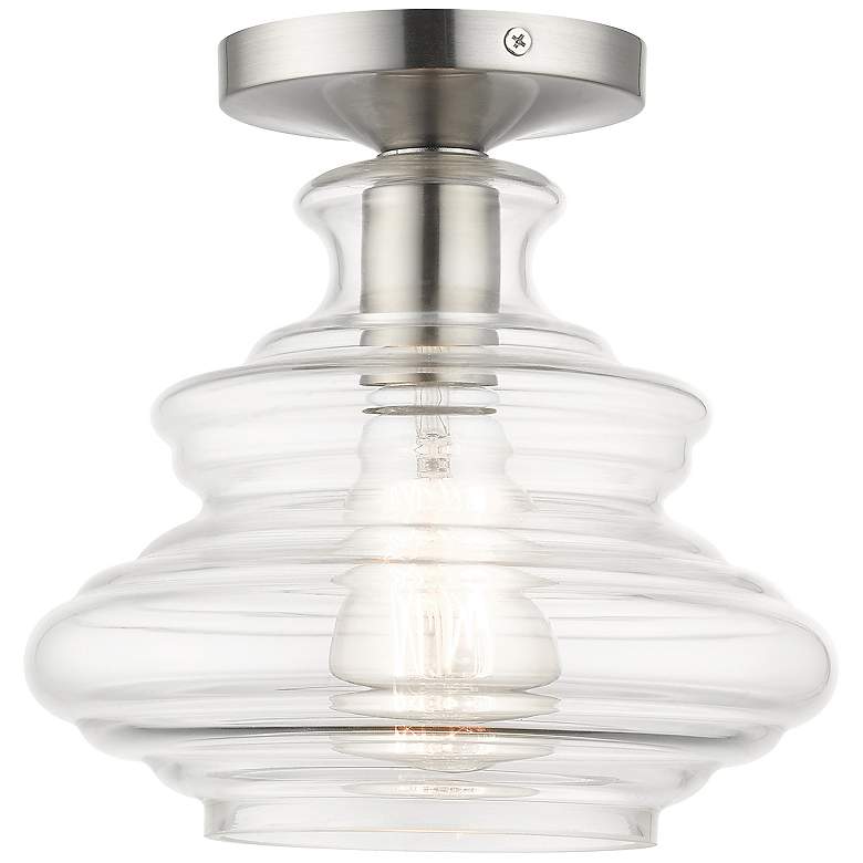 Image 1 1 Light Brushed Nickel Semi-Flush with Chrome Finish Accents