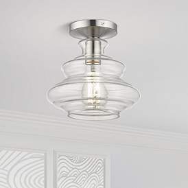 Image1 of 1 Light Brushed Nickel Semi-Flush with Chrome Finish Accents
