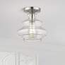 Thumbnail1 of 1 Light Brushed Nickel Semi-Flush with Chrome Finish Accents