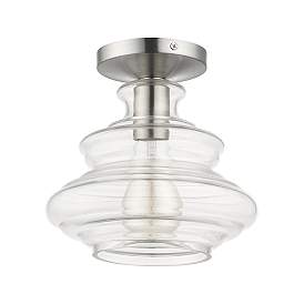 Image3 of 1 Light Brushed Nickel Semi-Flush with Chrome Finish Accents more views