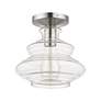 Thumbnail3 of 1 Light Brushed Nickel Semi-Flush with Chrome Finish Accents more views