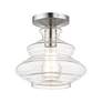 Thumbnail4 of 1 Light Brushed Nickel Semi-Flush with Chrome Finish Accents more views