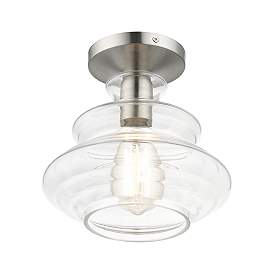 Image5 of 1 Light Brushed Nickel Semi-Flush with Chrome Finish Accents more views