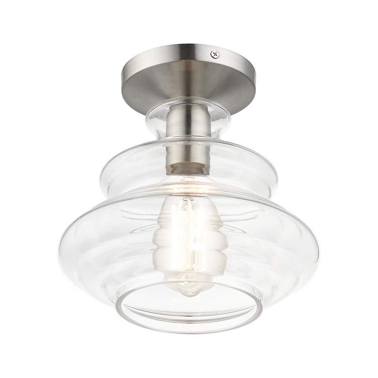 Image 5 1 Light Brushed Nickel Semi-Flush with Chrome Finish Accents more views