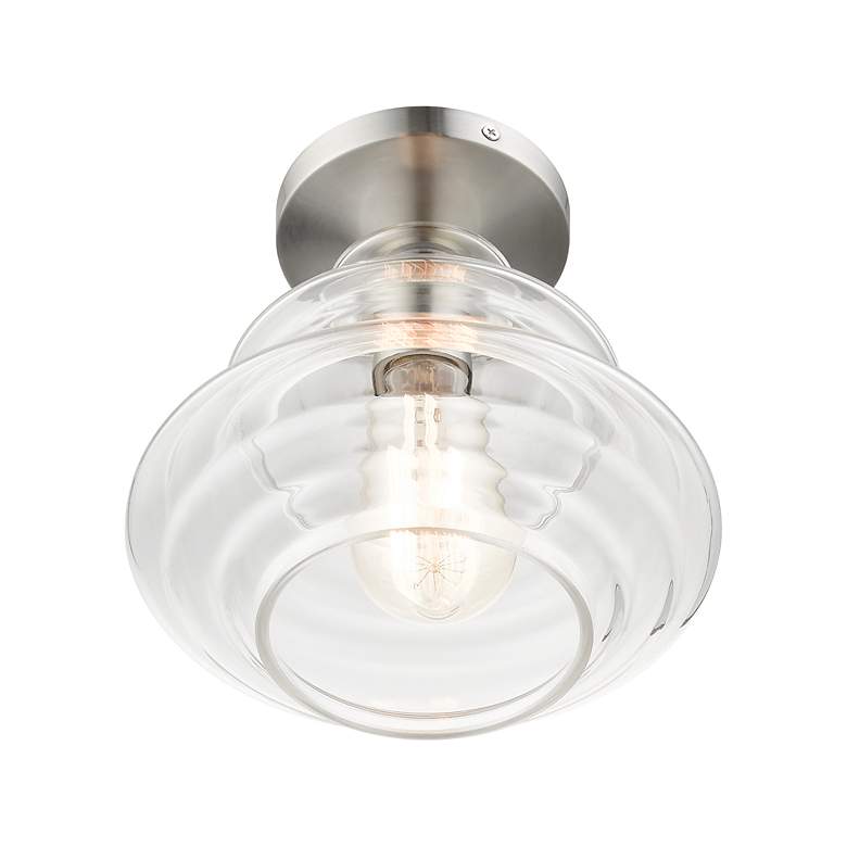 Image 6 1 Light Brushed Nickel Semi-Flush with Chrome Finish Accents more views