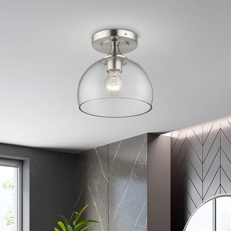 Image 1 1 Light Brushed Nickel Semi-Flush