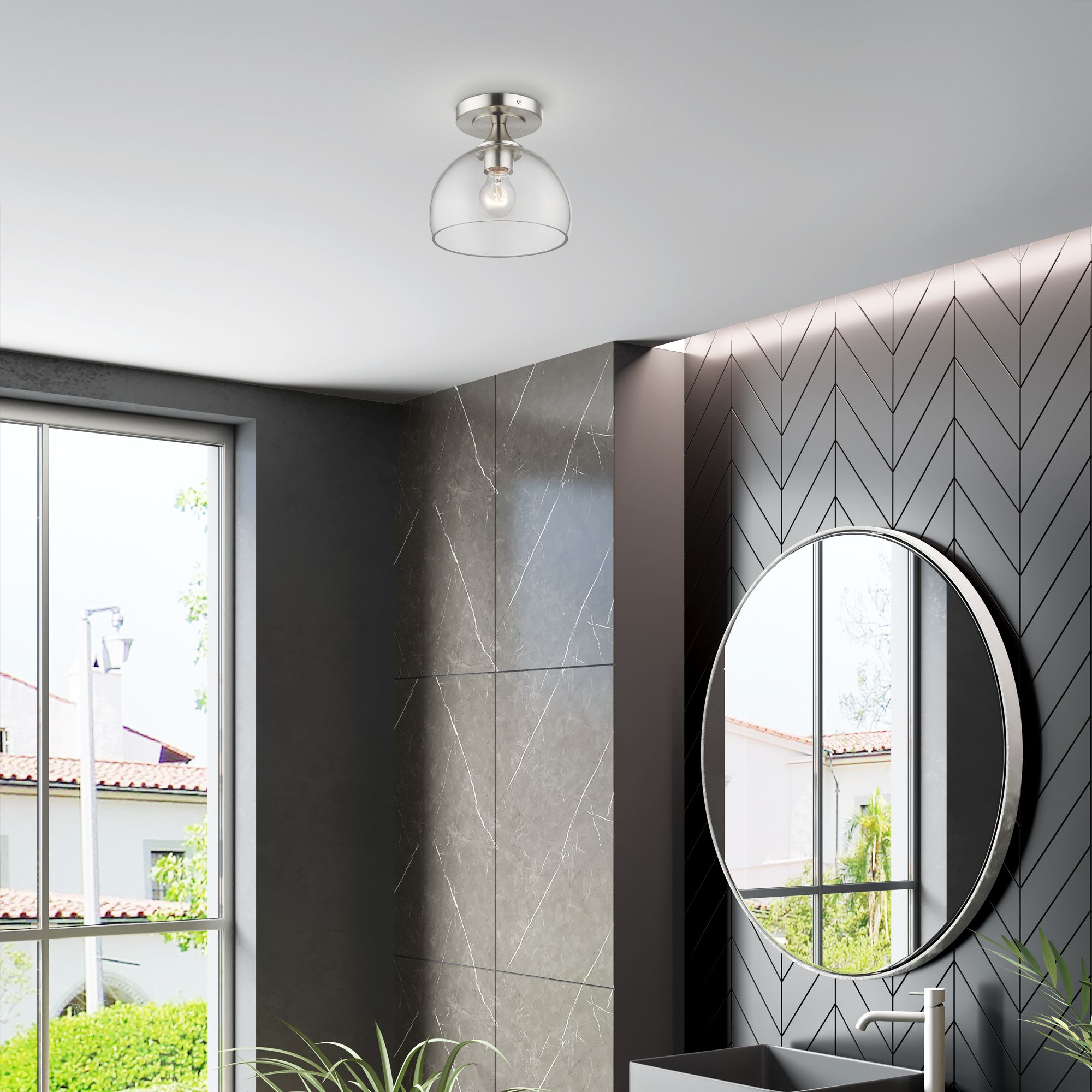 1 Light Brushed Nickel Semi-Flush