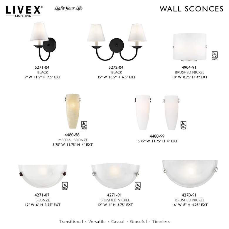 Image 7 1 Light Brushed Nickel Wall Sconce more views
