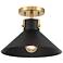 1-Light Ceiling Light in Matte Black and Natural Brass