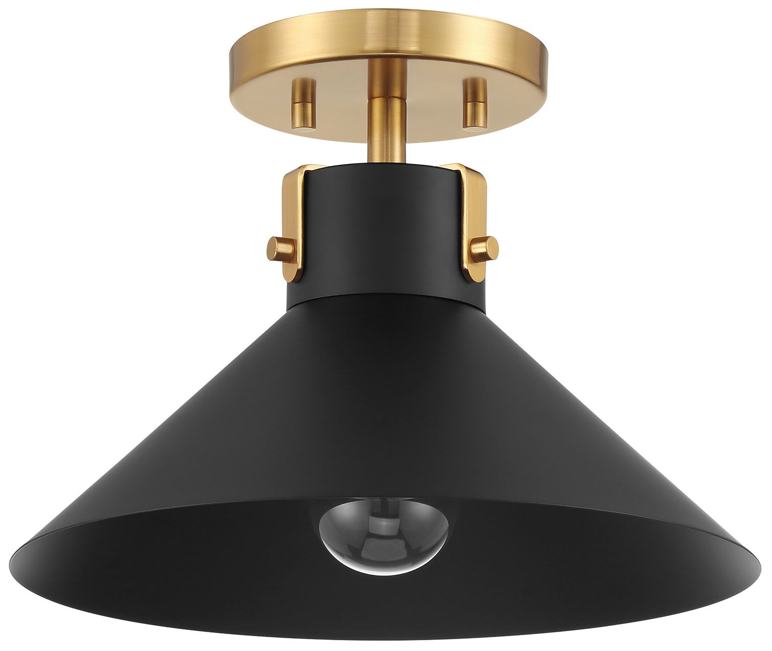 Image 2 1-Light Ceiling Light in Matte Black and Natural Brass more views