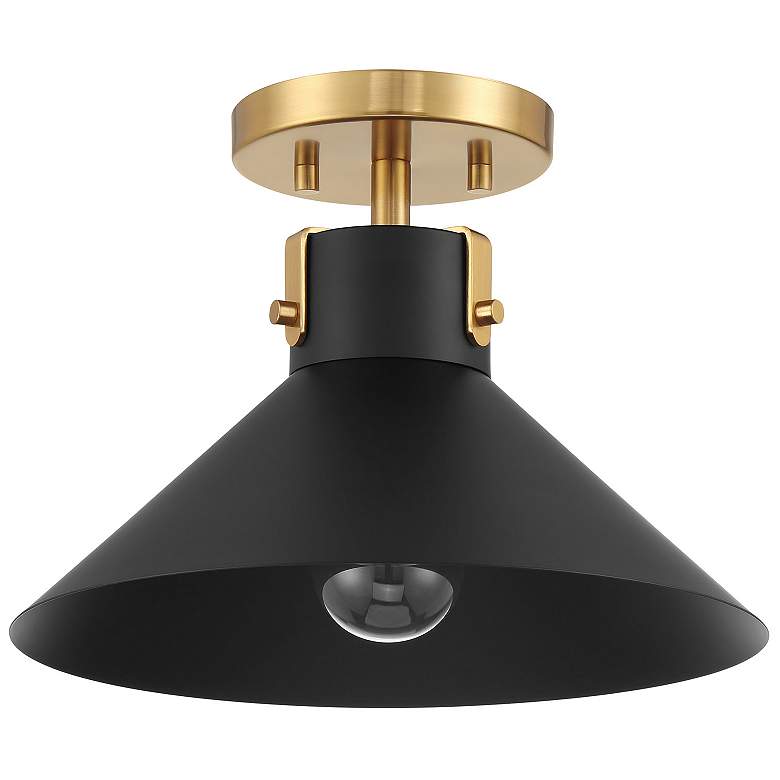 Image 2 1-Light Ceiling Light in Matte Black and Natural Brass more views