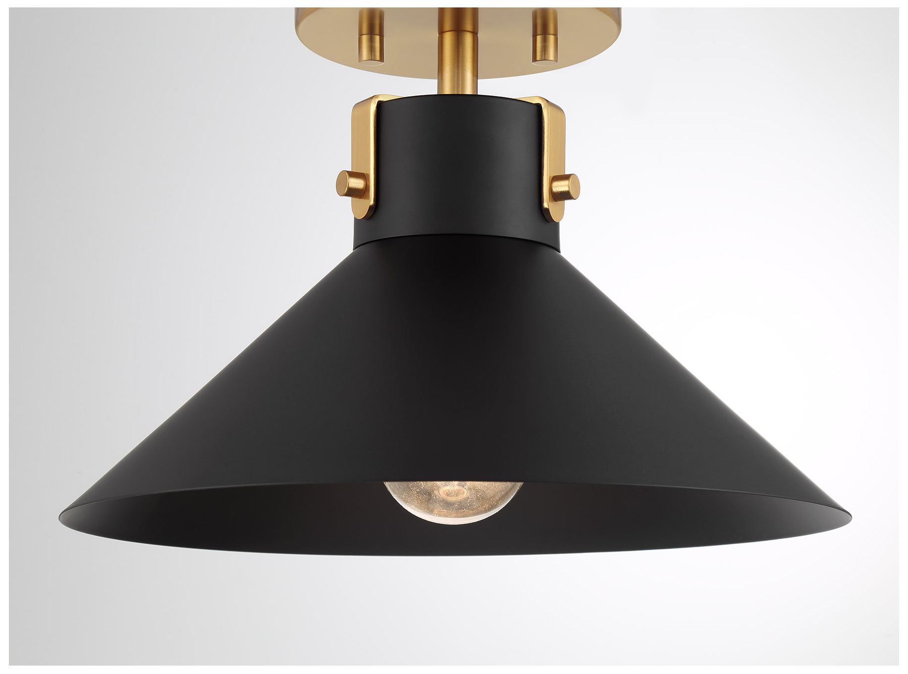 Image 5 1-Light Ceiling Light in Matte Black and Natural Brass more views