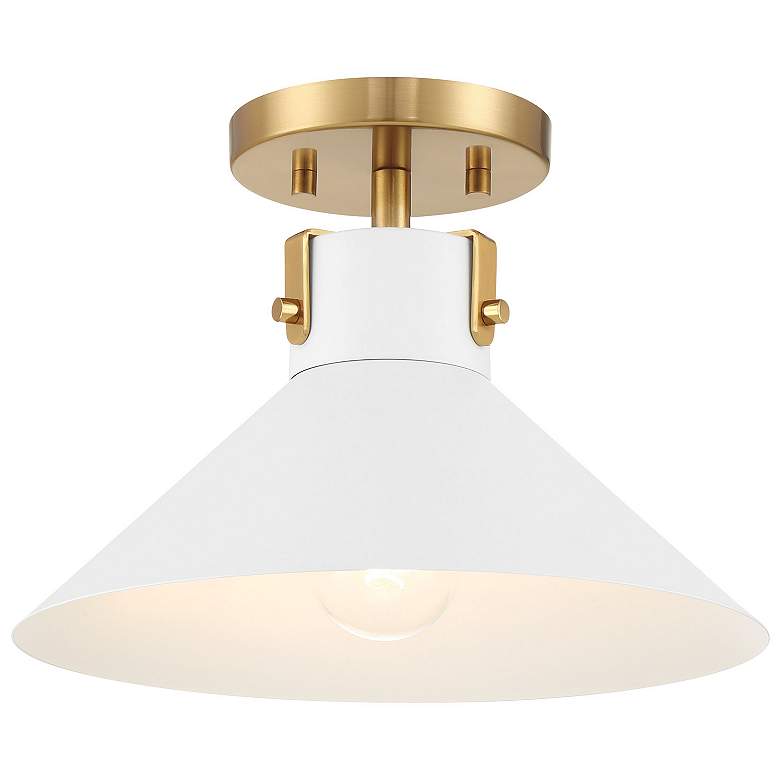 Image 1 1-Light Ceiling Light in White and Natural Brass